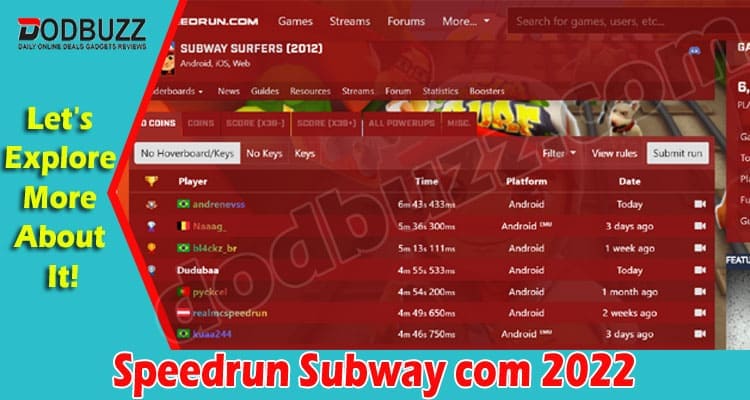 gaming tips Speedrun Subway com