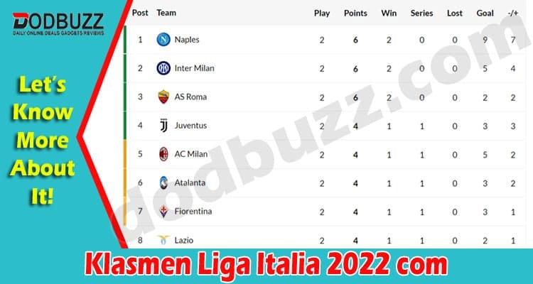 Latest News Klasmen Liga Italia 2022 com